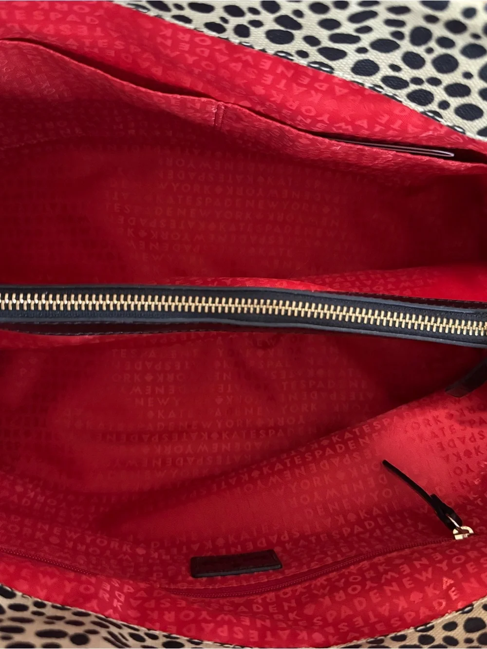 kate spade Beige and Black Spotted Shoulder Bag